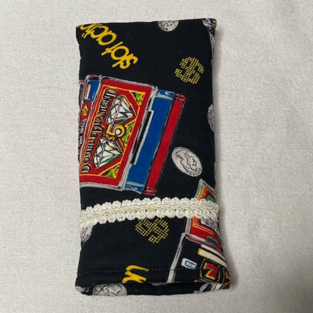 Handmade Money Pattern Padded Fabric Eyeglasses Soft Case Black 7"x3.5"